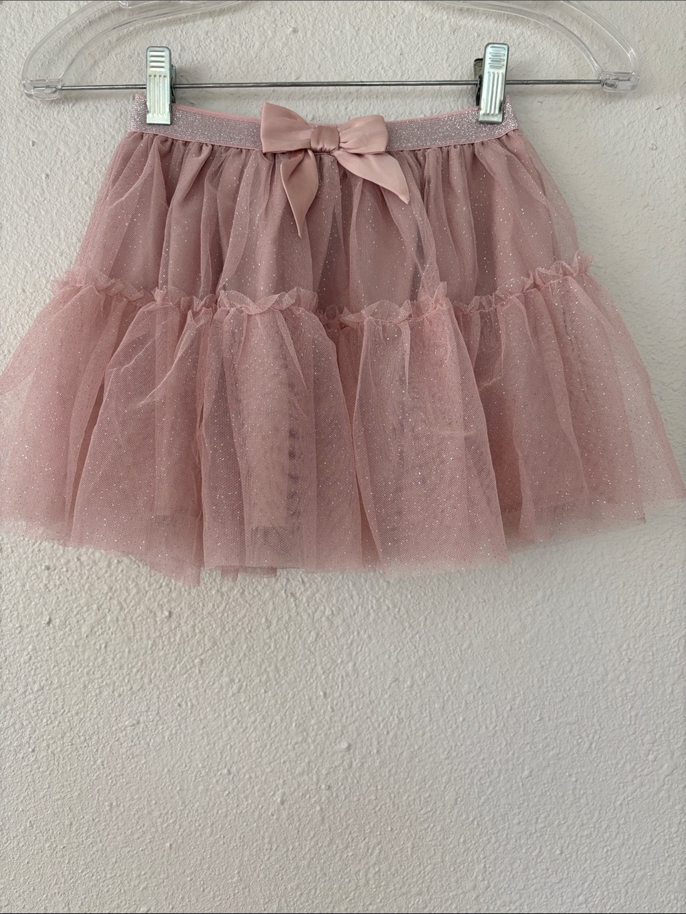 NWT! H&M Blush Pink Glitter Tulle Tiered Tutu Skirt with Bow